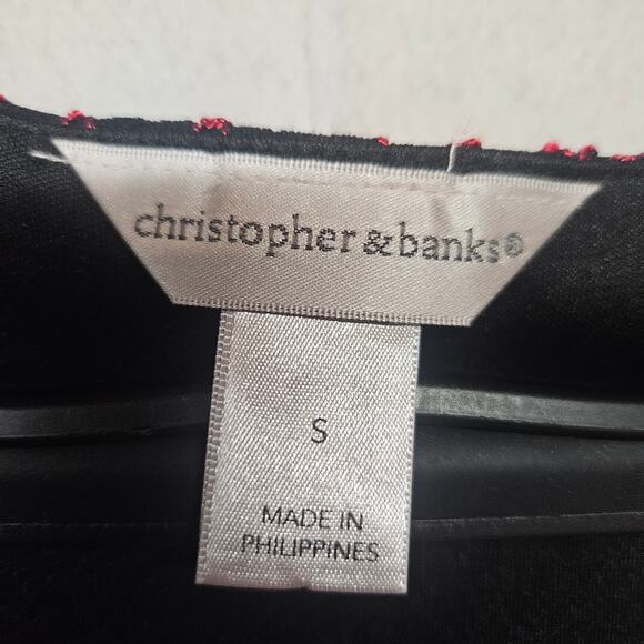 Christopher & Banks Red and Black Lace 3/4 sleeve blouse - Picture 3 of 7